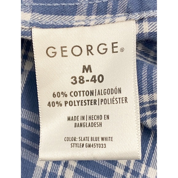 George Men's Button Down Long Sleeve Blue Plaid Shirt‎ - Size M - Picture 5 of 5
